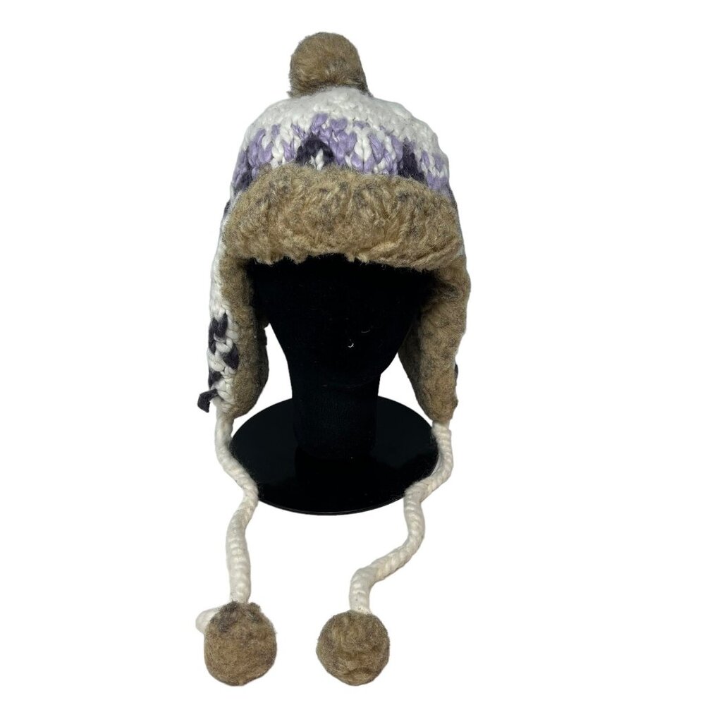 American Eagle Fair Isle Trapper Hat Cap Women's OS Knit Winter Snow Warm Lined